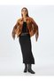 Midi Length Pencil Skirt Side Slit Textured Slim Fit Standard Waist