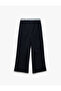 Waist Lace-Up Stripe Detailed Wide Leg Trousers - 2