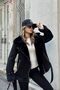 Women's Silk Sheepskin Belt Detailed Black Suede Biker Coat - 3