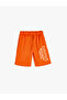 Slogan Printed Shorts with Tie Waist and Pocket Detail