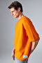 Joel Men's 100% Organic Cotton Thick Fabric Custom Textured Label Detailed Oversize Orange T-Shirt - 3