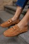 Picoli Women's Taba Real Suede Buckle Loafer Shoes - 5