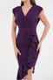 Women's Stretchy Crepe Fabric Double Breasted Neckline Flounced Design Midi Plum Evening Dress 583160 - 8