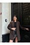 Women's New Season Leopard Lining Detailed Long Blazer Jacket - 3