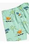 Palm Printed Cotton Elastic Waist Bermuda Shorts - 3
