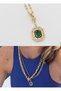 Gold Zircon and Green Stone Hexagon Design Serenay Necklace