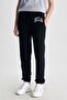Jules Black Comfortable Cotton Embroidered Standard Fit Women's Sweatpants