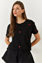 Women's Black Heart Embroidered Tshirt 60602004 - 3