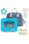 Eazy Kids Jawsome 6 / 4 Compartment Bento Lunch Box w / Lunch Bag - Blue