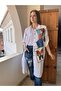 Women's Oversize Patched Viscose Fabric Capri Sleeve Shirt Dress - 2