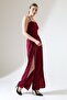Plum Crepe Fabric Jumpsuit with Hanging Neck and Slit Detail - 6