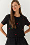 Women's Black Heart Embroidered Tshirt 60602004 - 4