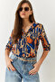 Women's Multicolor Patterned Viscose Shirt 60261347 - 3