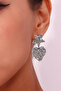 Silver Color Women's Earrings with Starfish and Heart Pattern - 3