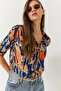 Women's Multicolor Patterned Viscose Shirt 60261347 - 5