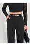 Women's Belted Wrap Fabric Palazzo Trousers / Fabric Loose Wide Leg Trousers - 4