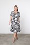 Women's Black and White Print Short Sleeve Combed Cotton Dress - 3