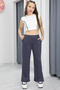 Indigo Wide Leg Slit Girl's Trousers 20289 - 2
