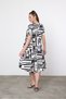 Women's Black and White Print Short Sleeve Combed Cotton Dress - 6