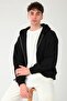Basic Erkek Oversize Fit Kapüşonlu ve Fermuarlı Üst