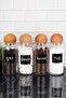 4-Piece Glass Set with Wooden Ball Lids, Sugar Tea Salt Coffee Glass Storage Container, Labeled Jar Set 1300 ml - 3