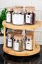 10-Piece Natural Wood Vacuum Lid Rotating Stand Labeled Spice Dispenser Set Glass Jar Set 300ml - 4