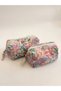 Pink Lilac Floral Makeup Bag Large Size Zippered Portfolio Bag - 5