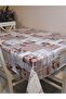 قماش زيتي من الألياف PVC - مفرش طاولة منقوش قابل للمسح (بني) - 5