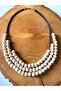 Bohemian Wooden Multiple Bead Necklace Natural Beige