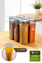 Set of 6 Labeled Airtight Food Storage Containers 2 Lt Anthracite