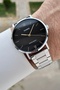 Silver Color Men's Wristwatch with Black Cord - 2