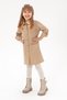Girl's Camel Embroidered Pocket Detailed Safari Model Woven Dress 50292654-Vr085 - 2