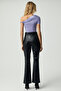 Burenty Women Asymmetrical Neck Slim Short Sleeve Purple Blouse - 5