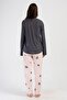 Women's Plus Size Long Sleeve Smoked Pajamas Suit C2T7N1O304 - 3