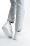 Leather Lace-Up Side-Perforated High Platform Wedge Sole Women's Casual Sneakers - 4