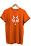 Bozkurt Turkish Wolf Printed 100% Cotton Regular Fit Crew Neck Orange T-Shirt