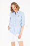 Women's Light Blue Linen Look Long Sleeve Basic Shirt 50262873-Vr003 - 2