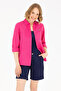 Women's Fuchsia Linen Look Long Sleeve Basic Shirt 50262873-Vr023 - 4