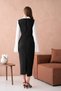 Women's Black Atlas Fabric Shirt Collar Sleeves Pleated and Slit Detailed Midi Pencil Evening Dress 278 - 3