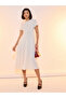 Bow Accent Round Neck A-Line Midi Dress