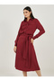 Satin Shirt Midi Dress with Self Tie-Belt - 3