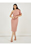 One Shoulder Neck Sheath Midi Dress