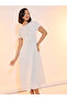 Bow Accent Round Neck A-Line Midi Dress - 2