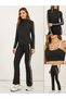 Pack of 3 -Dual Contrast Piping Sports Bra, Thumbhole Detail Jacket & Flared Pants