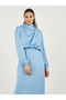 Satin Look Draped Cowl Neck Sheath Midi Dress - 4