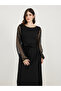 Flower Lace Sleeves Insert A-Line Maxi Dress - 4