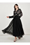 Foil Panel Print Draped Maxi Dress