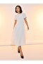 Bow Accent Round Neck A-Line Midi Dress - 4