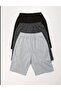 3-Piece Gray-Anthracite-Black Comfortable Fit Soft Fabric Summer Shorts with Elastic Waist Pockets - 2
