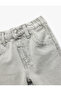 Elastic Waist Buttoned Pocket Cotton Denim Trousers - 3